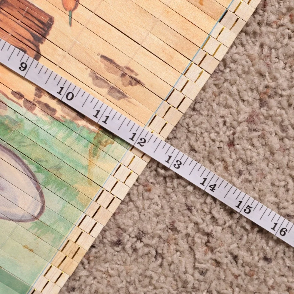 VTG 80s Bamboo Wood Slat Decor Mailbox Rainbow Squirrel Cottage Core Farm Kitsch